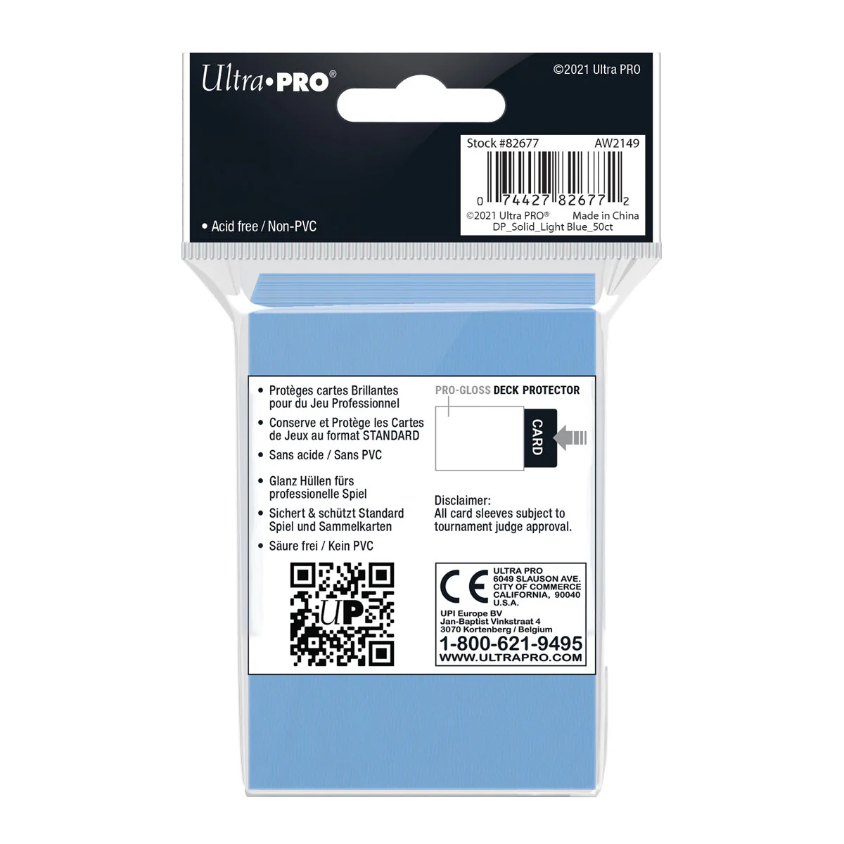 Ultra Pro: UP82677 PRO-Gloss 50ct Standard Deck Protector sleeves (Light Blue) - Image 2