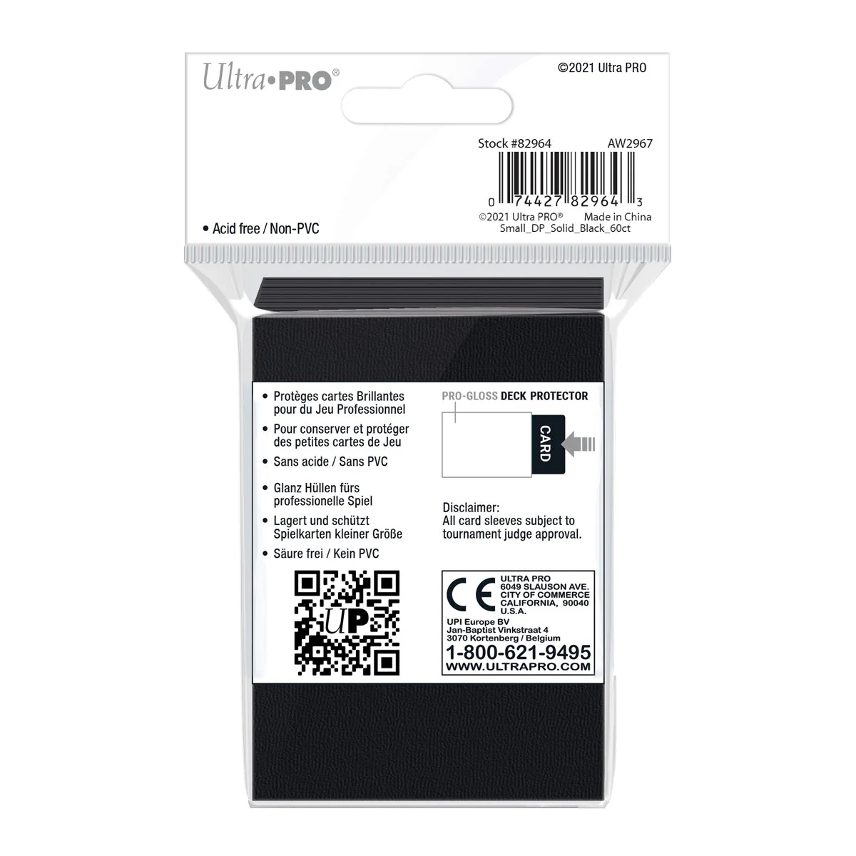 Ultra Pro: UP82964 PRO-Gloss 60ct Small Deck Protector sleeves (Black) - Image 2