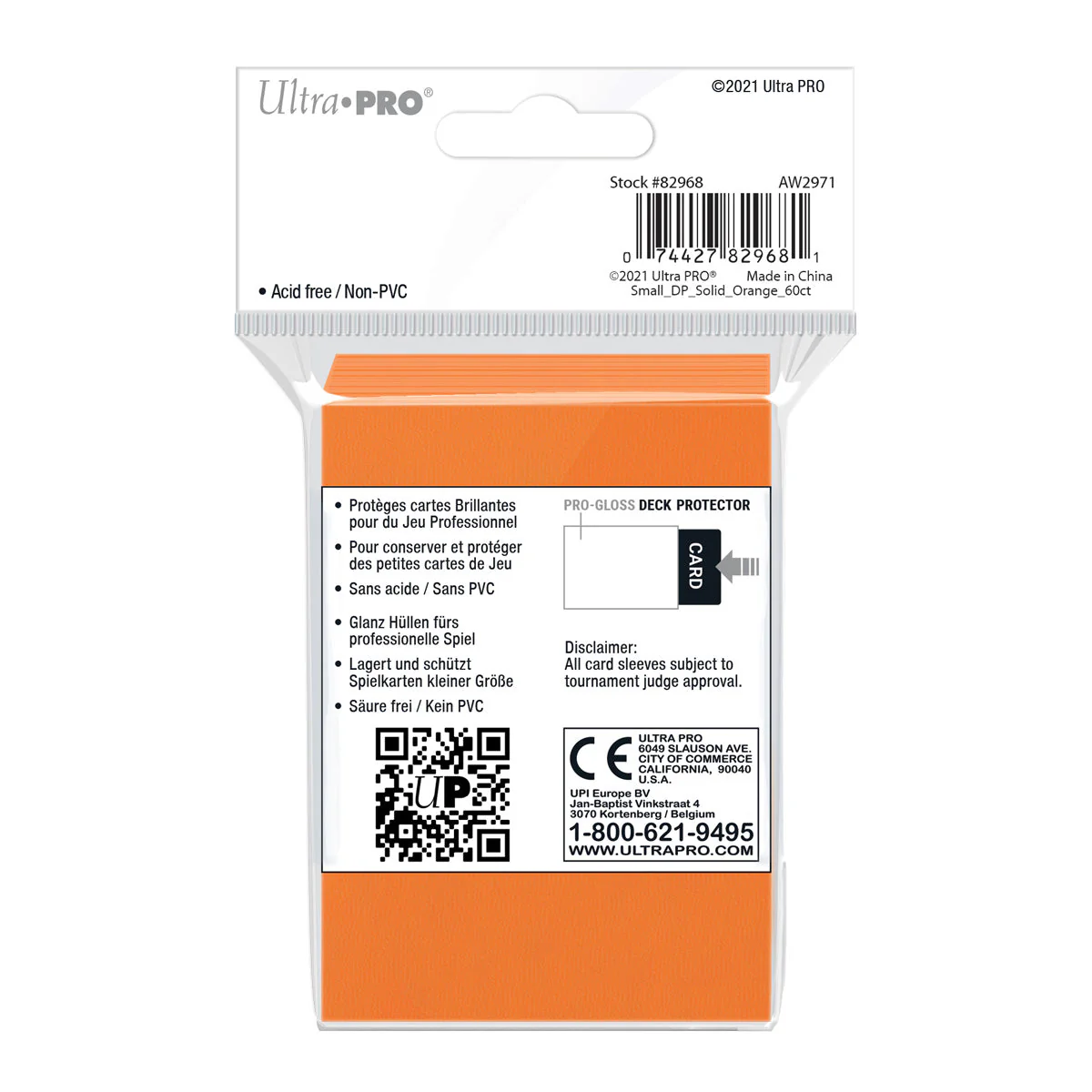 Ultra Pro: UP82968 PRO-Gloss 60ct Small Deck Protector sleeves (Orange) - Image 2