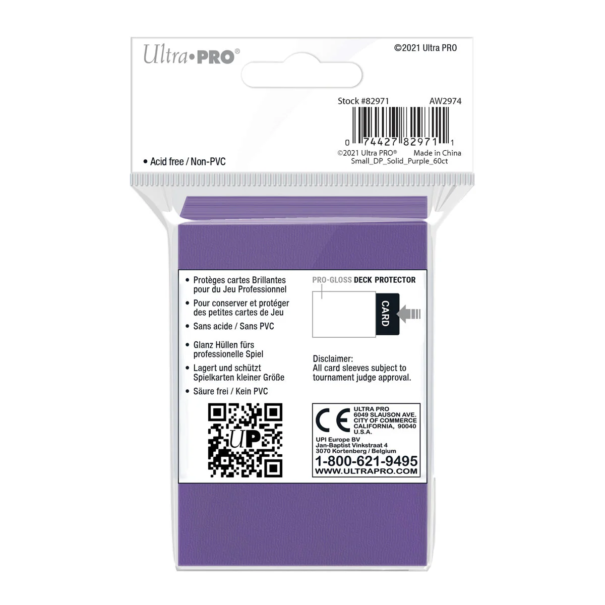 Ultra Pro: UP82971 PRO-Gloss 60ct Small Deck Protector sleeves (Purple) - Image 2