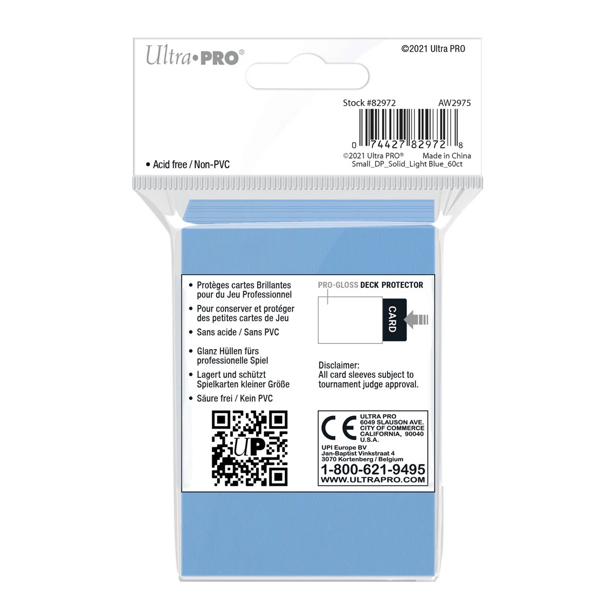 Ultra Pro: UP82972 PRO-Gloss 60ct Small Deck Protector sleeves (Light Blue) - Image 2