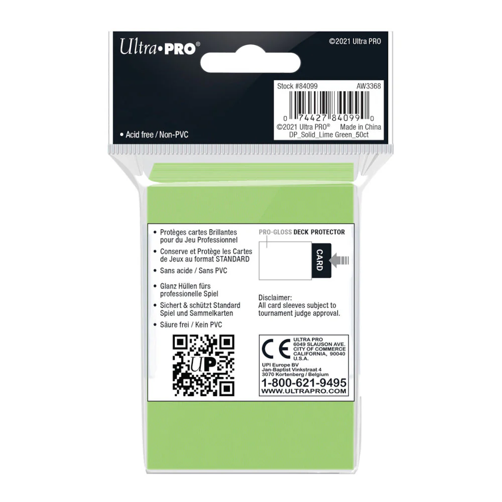 Ultra Pro: UP84099 PRO-Gloss 50ct Standard Deck Protector sleeves (Lime Green) - Image 2