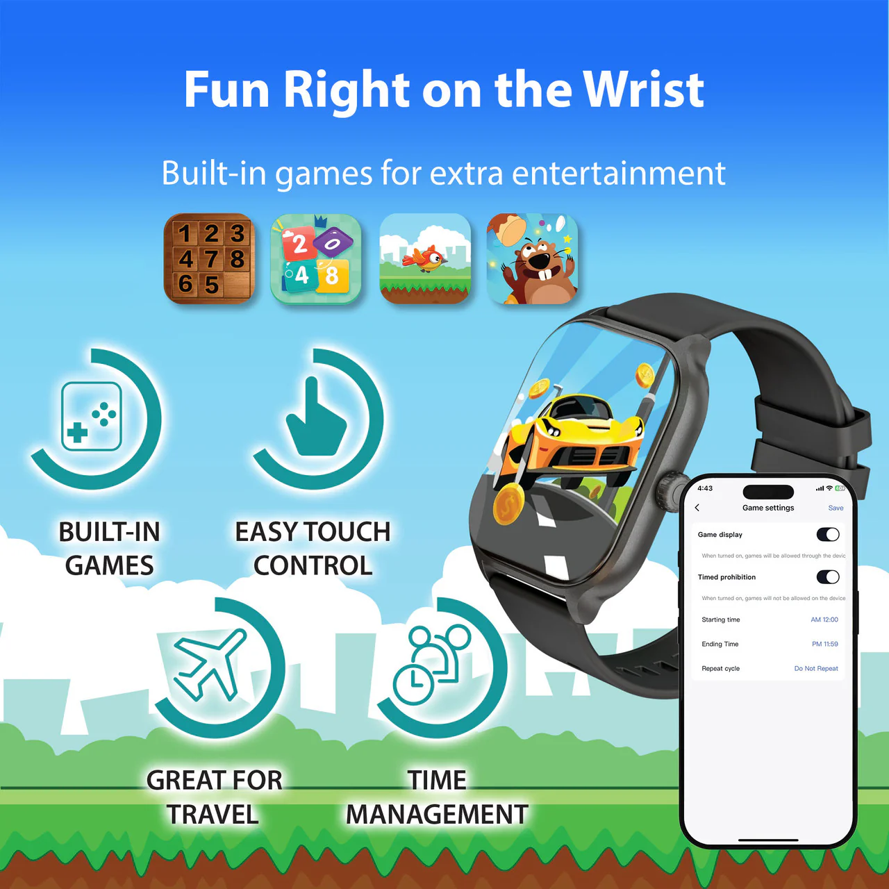 v-Fitness Kids Smart Watch with Location Finder (Black) - Image 4