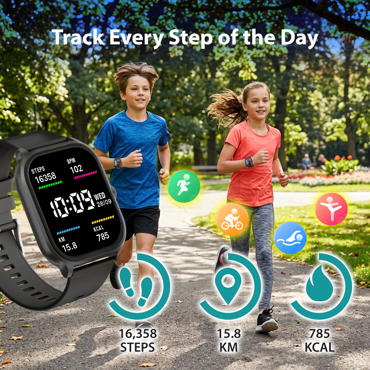 v-Fitness Kids Smart Watch with Location Finder (Black) - Image 5