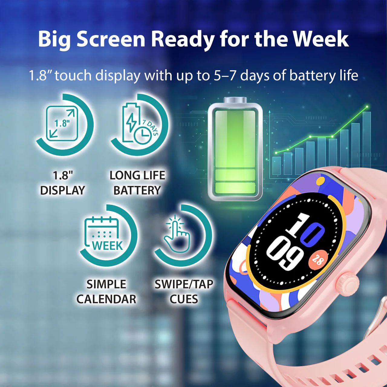 v-Fitness Kids Smart Watch with Location Finder (Pink) - Image 3