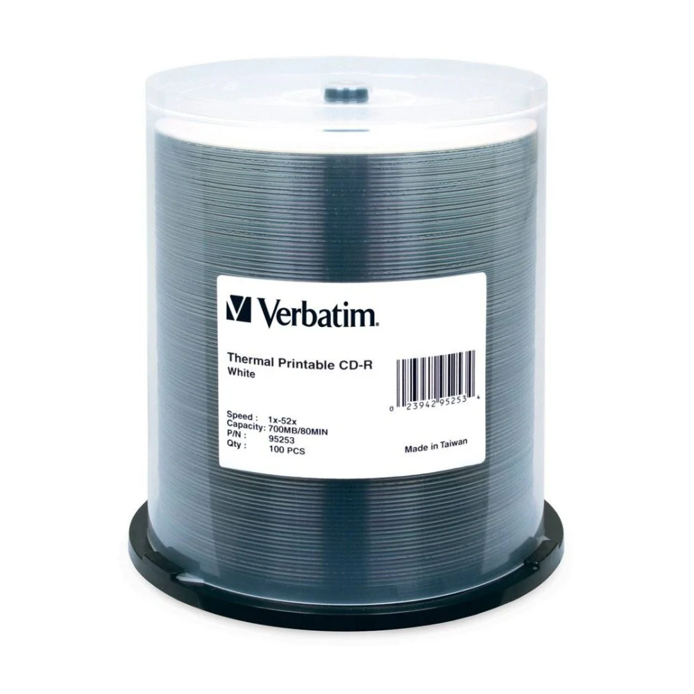 VERBATIM CD-R White Wide Thermal 52x Speed Blank Discs 700MB 100pc
