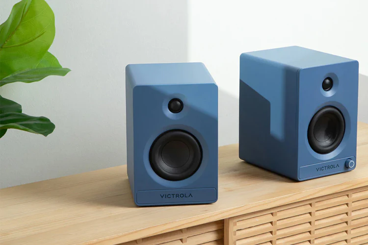 Victrola Tempo Bookshelf Speakers - Blue - Image 5