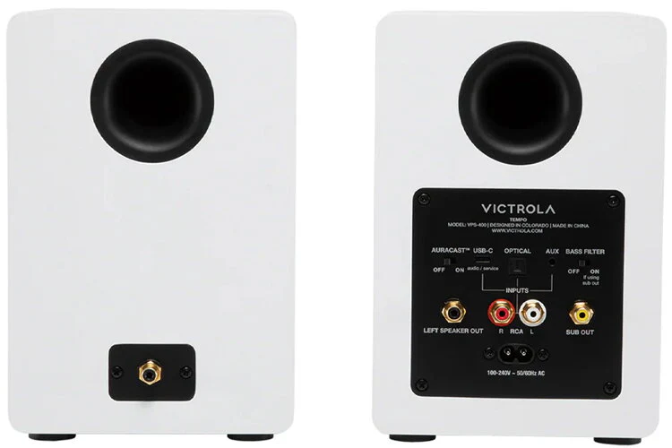 Victrola Tempo Bookshelf Speakers - White - Image 3
