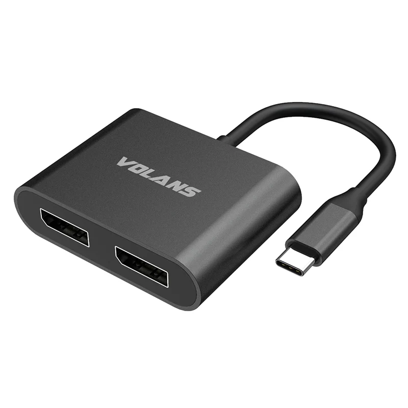 Volans Aluminium 4K USB-C to Dual DisplayPort Adapter with MST Dual Monitor (VL-UC2DP-S)