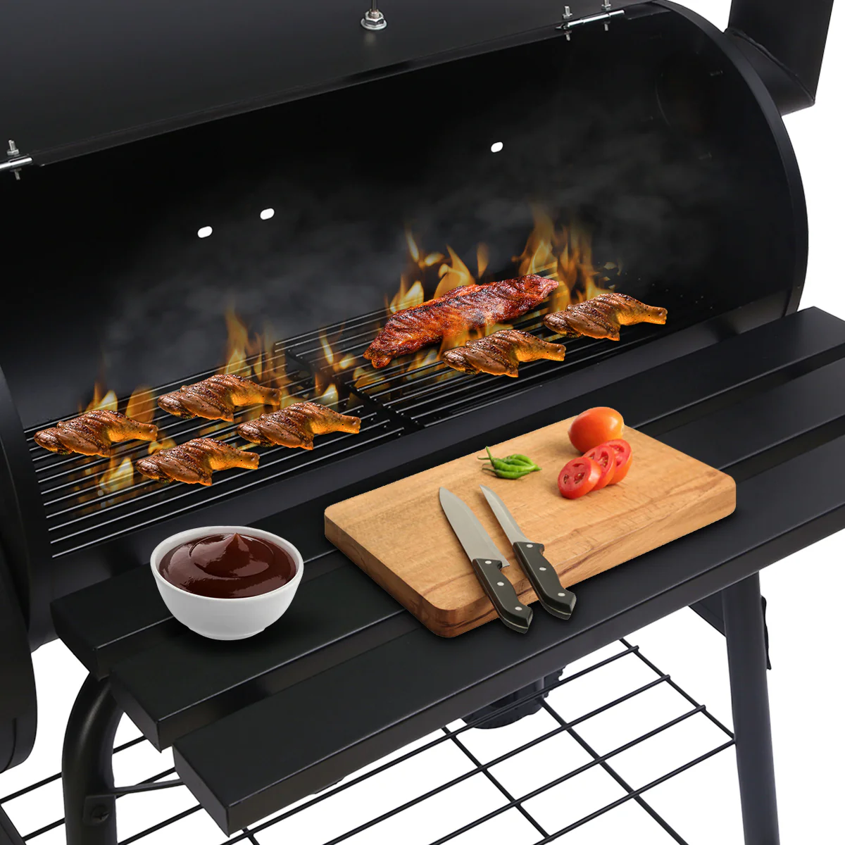Wallaroo 2-in-1 Outdoor Barbecue Grill & Offset Smoker - Image 7
