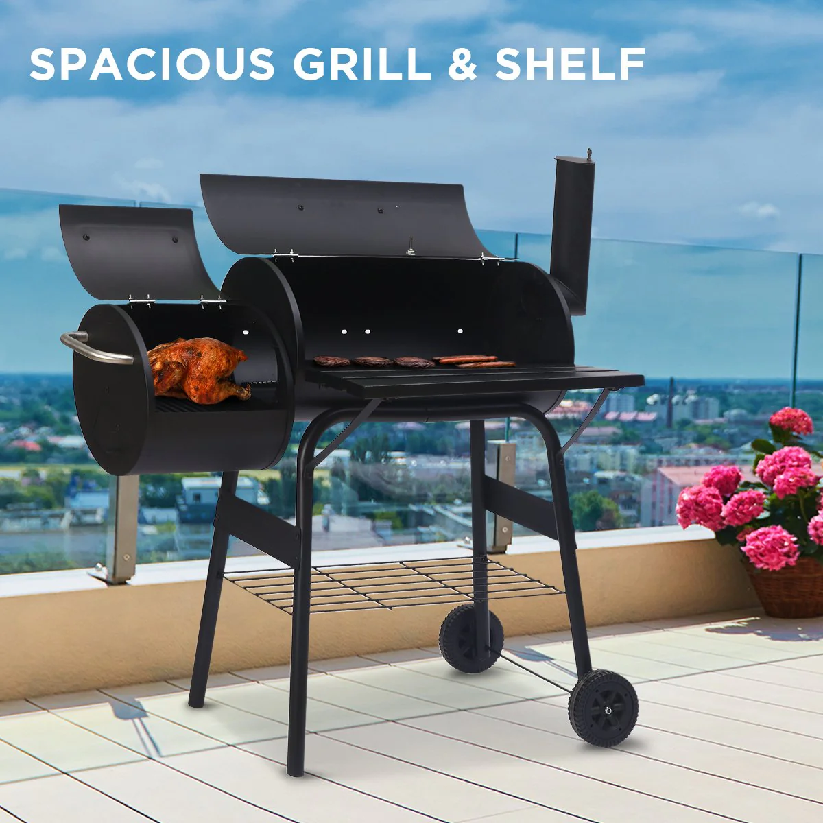 Wallaroo 2-in-1 Outdoor Barbecue Grill & Offset Smoker - Image 8