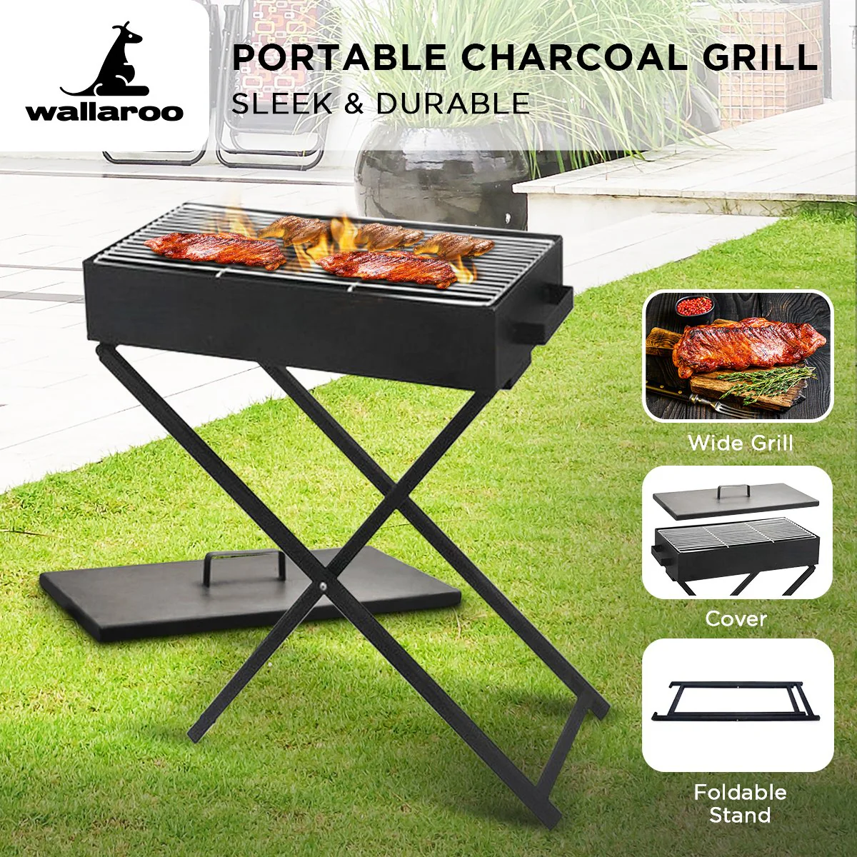 Wallaroo Adjustable Height Charcoal BBQ Grill - Image 3