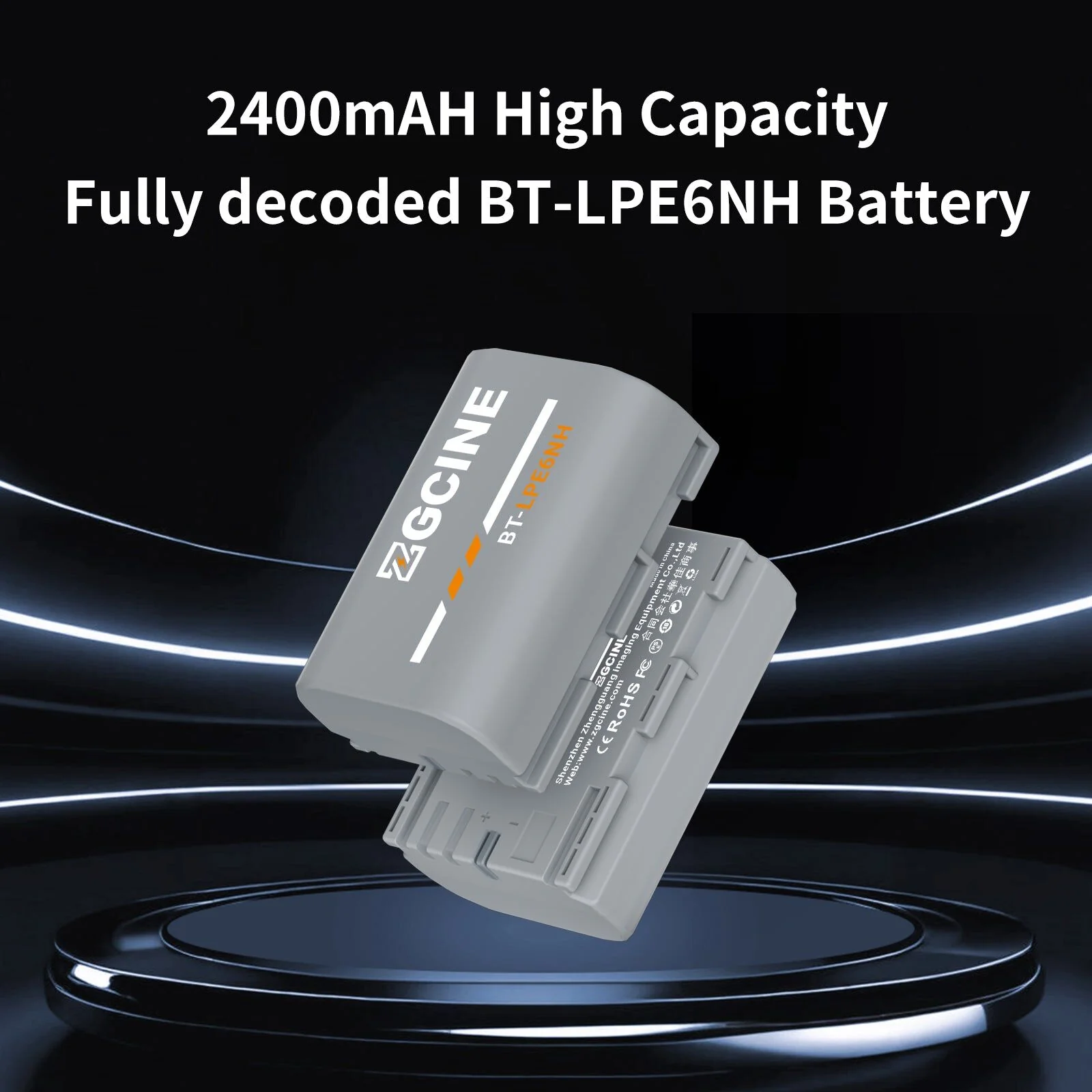 ZGCINE BT-LPE6NH Camera Battery for Canon Camera (2400mAh Grey) - Image 3