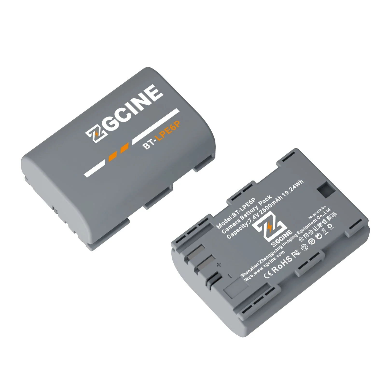 ZGCINE BT-LPE6P Camera Battery for Canon EOS R5 Mark II,R6 Mark II Camera (2600mAh Grey) - Image 2