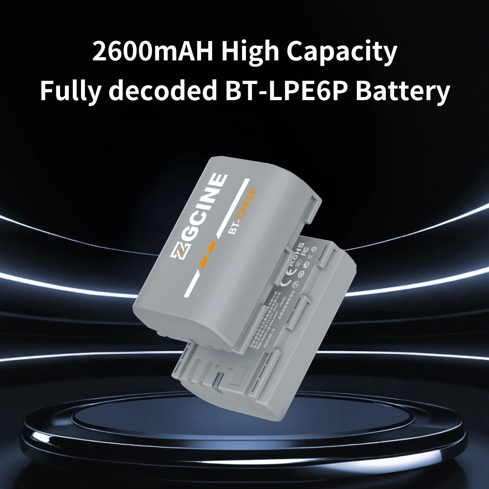 ZGCINE BT-LPE6P Camera Battery for Canon EOS R5 Mark II,R6 Mark II Camera (2600mAh Grey) - Image 3