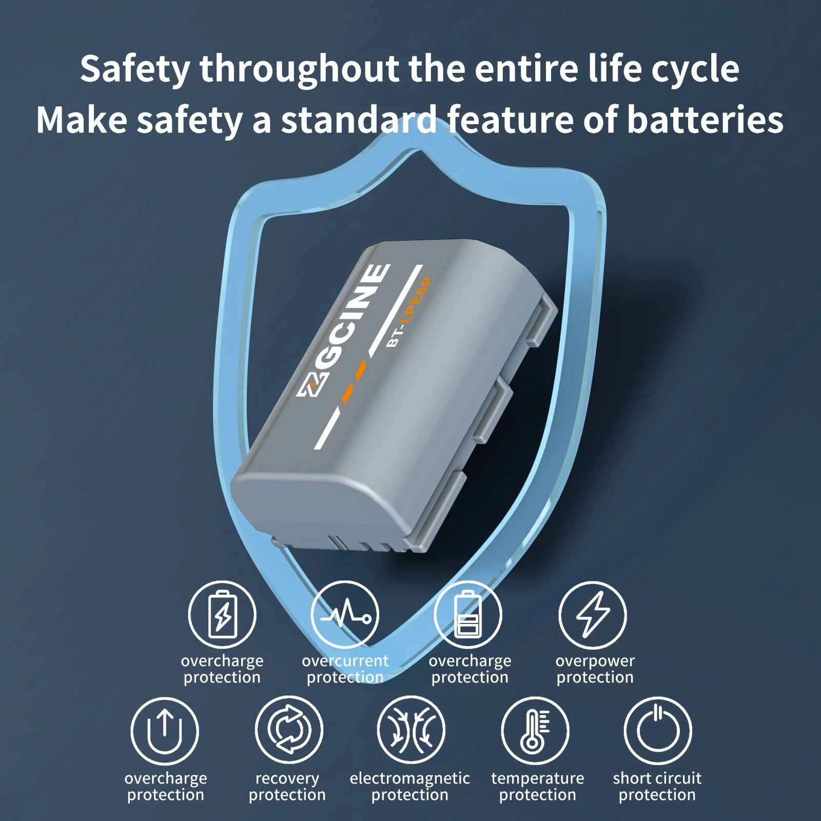 ZGCINE BT-LPE6P Camera Battery for Canon EOS R5 Mark II,R6 Mark II Camera (2600mAh Grey) - Image 4